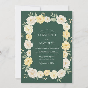 Invitation Mariage Fleurie Romance Vert Forêt