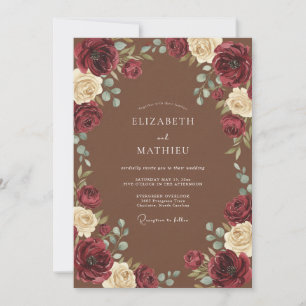 Invitation Mariage Fleurie Romantique Bourguignon