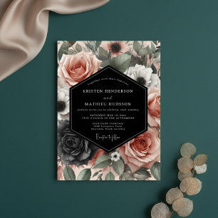 Invitation Mariage Fleurie Rose Poussiéreuse Humeur