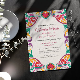 Invitation Mariage Fleuris Coloré Fiesta Boda Espagnol