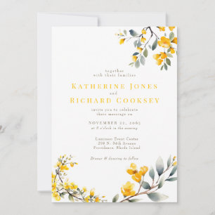 Invitation Mariage Fleuris Jaunes Moderne Sans Parents