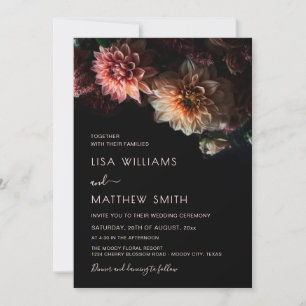 Invitation Mariage Fleuris Sombres   Chrysanthème