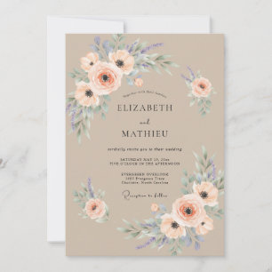 Invitation Mariage Fleurissant aux Pétales de Pêche