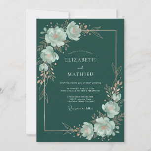 Invitation Mariage Fleurissant Botanique Teal