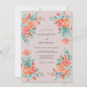 Invitation Mariage Fleurissement Impressionniste de Corail