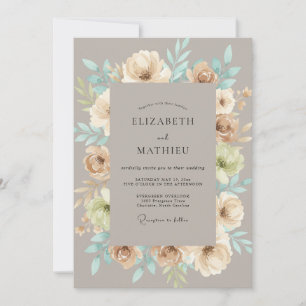 Invitation Mariage Fleurissement Taupe