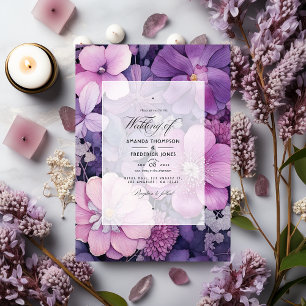 Invitation Mariage Fleuriste au Lilas, Mauve et Argent