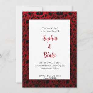 Invitation Mariage Fleuriste Noir et Rouge Gothique Sombre