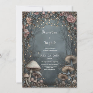 Invitation Mariage Fleuriste Rose Poussiéreux Forêt de Teal M