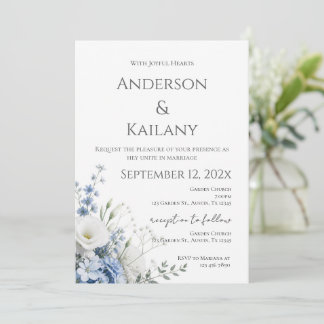 Invitation Mariage Fleurs Bleues