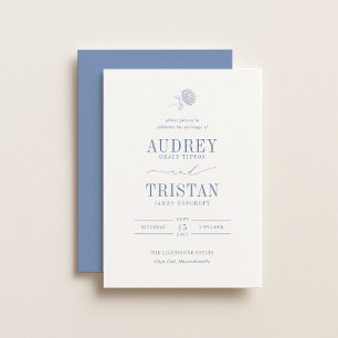 Invitation MARIAGE Fleurs Bleues HYDRANGEA