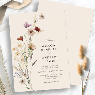 Invitation Mariage Fleurs Bohème Rustique