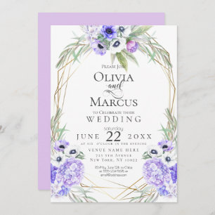 Invitation Mariage Fleurs d'anémones violettes