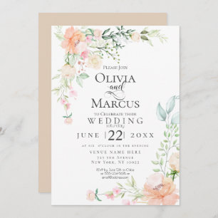 Invitation MARIAGE   Fleurs d'aquarelle Pastel Spring