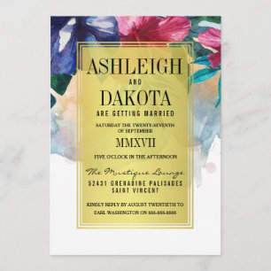 Invitation Mariage   Fleurs d'aquarelle tropicale