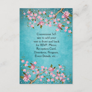 Invitation Mariage Fleurs de Cerisier Japonaises Bleu Turquoi