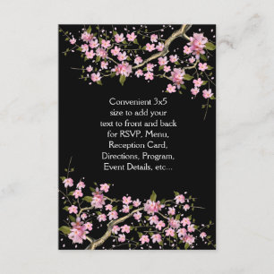Invitation Mariage Fleurs de Cerisier Japonaises Noir Rose