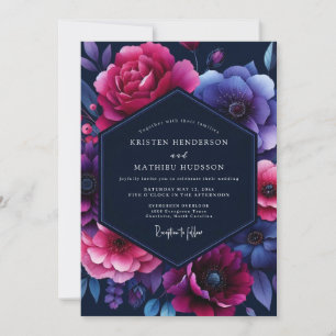 Invitation Mariage Fleurs de Fuchsia Nocturnes