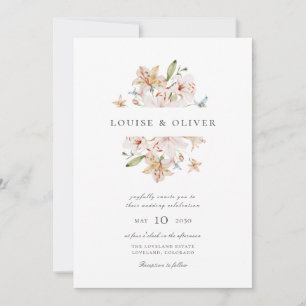 Invitation Mariage Fleurs de Lys Aquarelle Moderne
