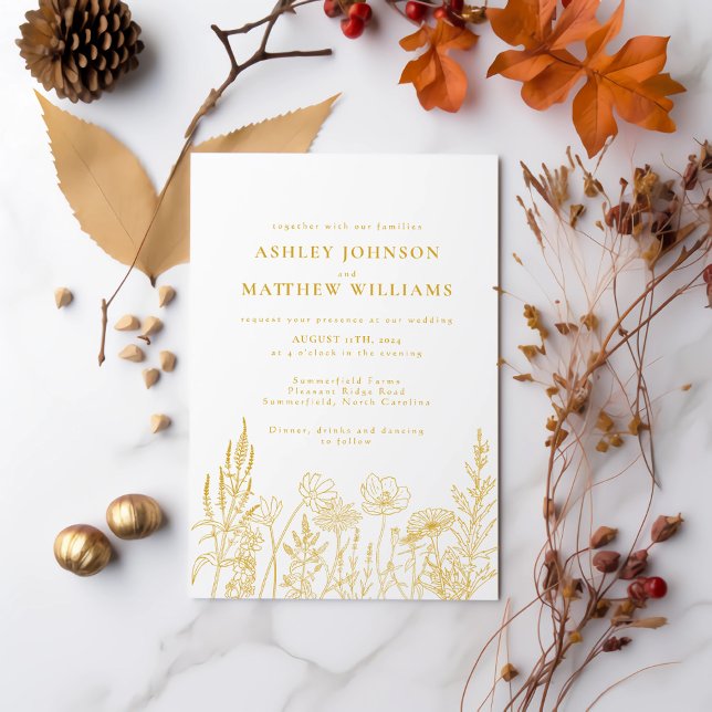 Invitation Mariage Fleurs de prairie simples (Créateur téléchargé)