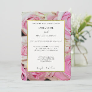 Invitation Mariage Fleurs de Roses Roses (photographie par mo