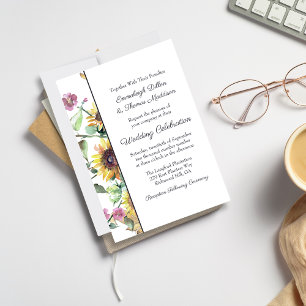 Invitation Mariage Fleurs de Tournesol Automne Aquarelle