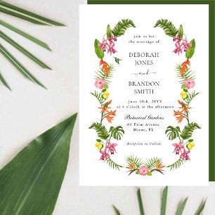 Invitation Mariage Fleurs et Feuillage de Jardin Tropical