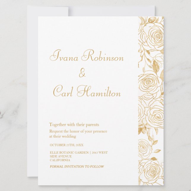 Invitation Mariage Fleurs GILDED (Devant)