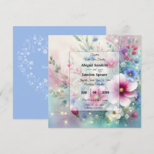 Invitation Mariage Fleurs Radieuses de Printemps Étincelantes
