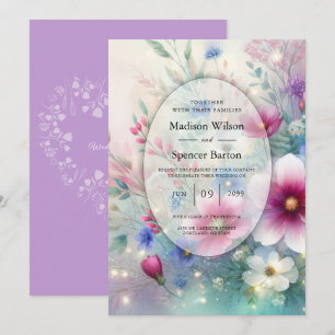 Invitation Mariage Fleurs Radieuses de Printemps Étincelantes