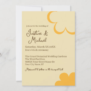 Invitation Mariage Fleurs Rétro Jaune et Orange