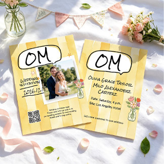 Invitation Mariage fleurs sauvages aquarelle jaune clair