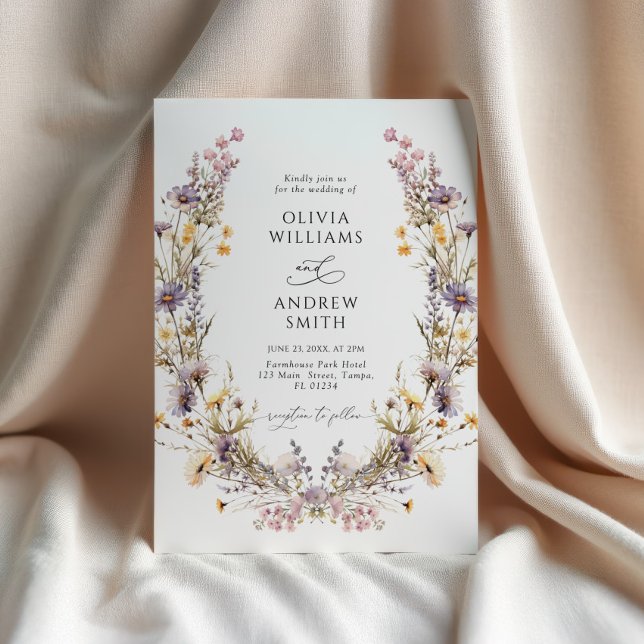 Invitation Mariage Fleurs Sauvages Violettes (Créateur téléchargé)