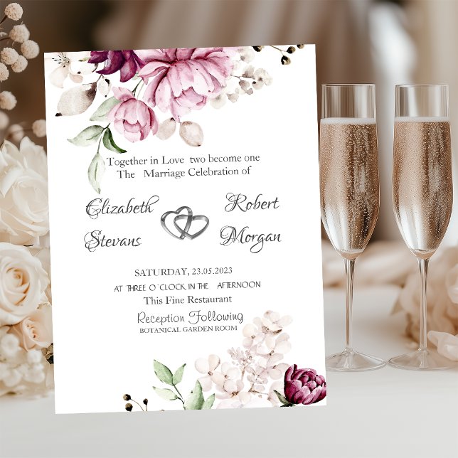 Invitation Mariage Fleurs Violettes Aquarelle (Créateur téléchargé)