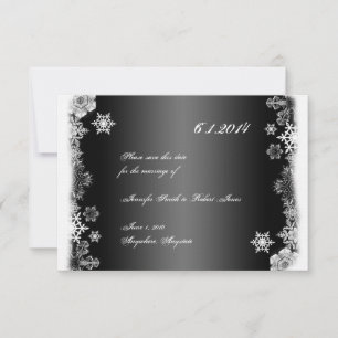 Invitation Mariage Flocon de Neige Noir et Blanc Enregistrer 