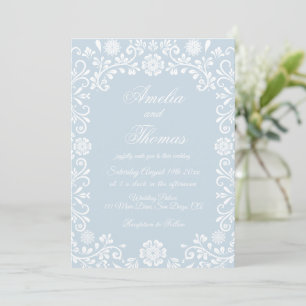 Invitation Mariage Flocons de Neige Talavera Bleu Glacé d'Hiv