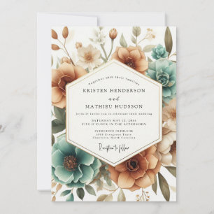 Invitation Mariage Floraison Automnale Sarcelle