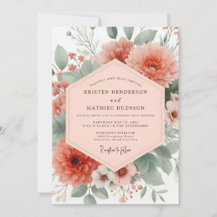Invitation Mariage Floraison Botanique Corail