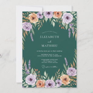 Invitation Mariage Floraison Botanique Corail Lavande