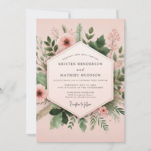 Invitation Mariage Floraison Botanique Rose