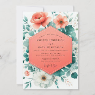 Invitation Mariage Floraison Corail Viridian
