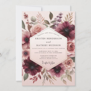 Invitation Mariage Floraison de Bourguignon Rose