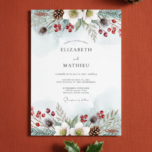 Invitation Mariage Floraison d'Hiver Bleu