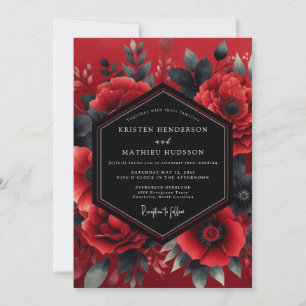 Invitation Mariage Floraison Dramatique Cramoisi