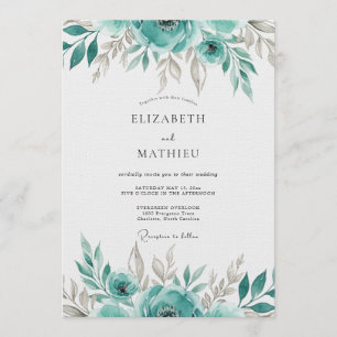 Invitation Mariage Floraison Ethérée de Sarcelle