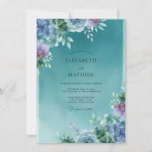Invitation Mariage Floraison Florale Brume de Teal