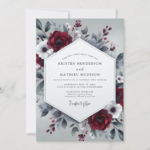 Invitation Mariage Floraison hivernale en ardoise de Bourgogn