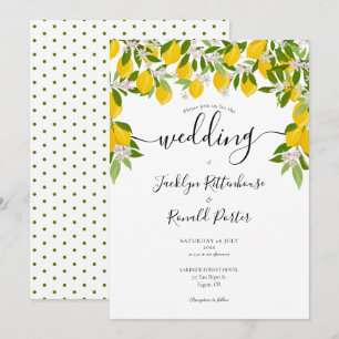 Invitation Mariage Floraison Printanière Citron Vert