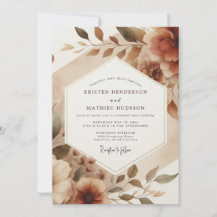Invitation Mariage Floraison Romantique Sépia