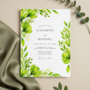 Invitation Mariage Floraison Verdoyante Vert Citron